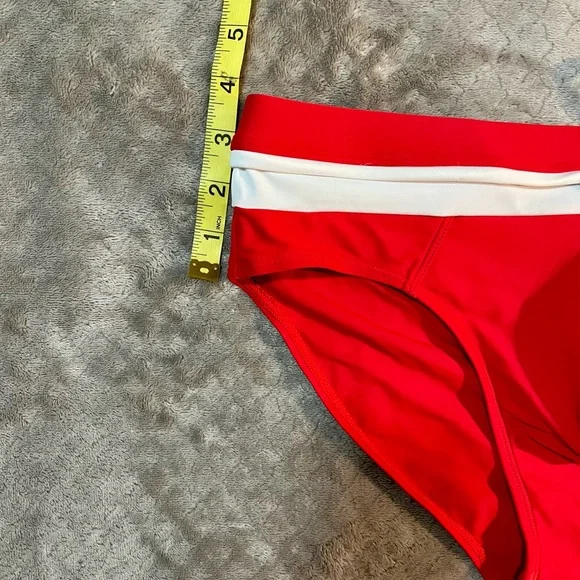 Red and White Men's Swim Trunks - Picture 7 of 7